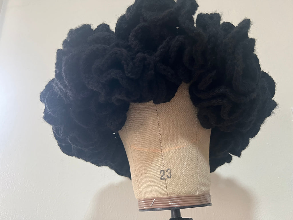 Crochet ruffle hat Extra fluffy rim