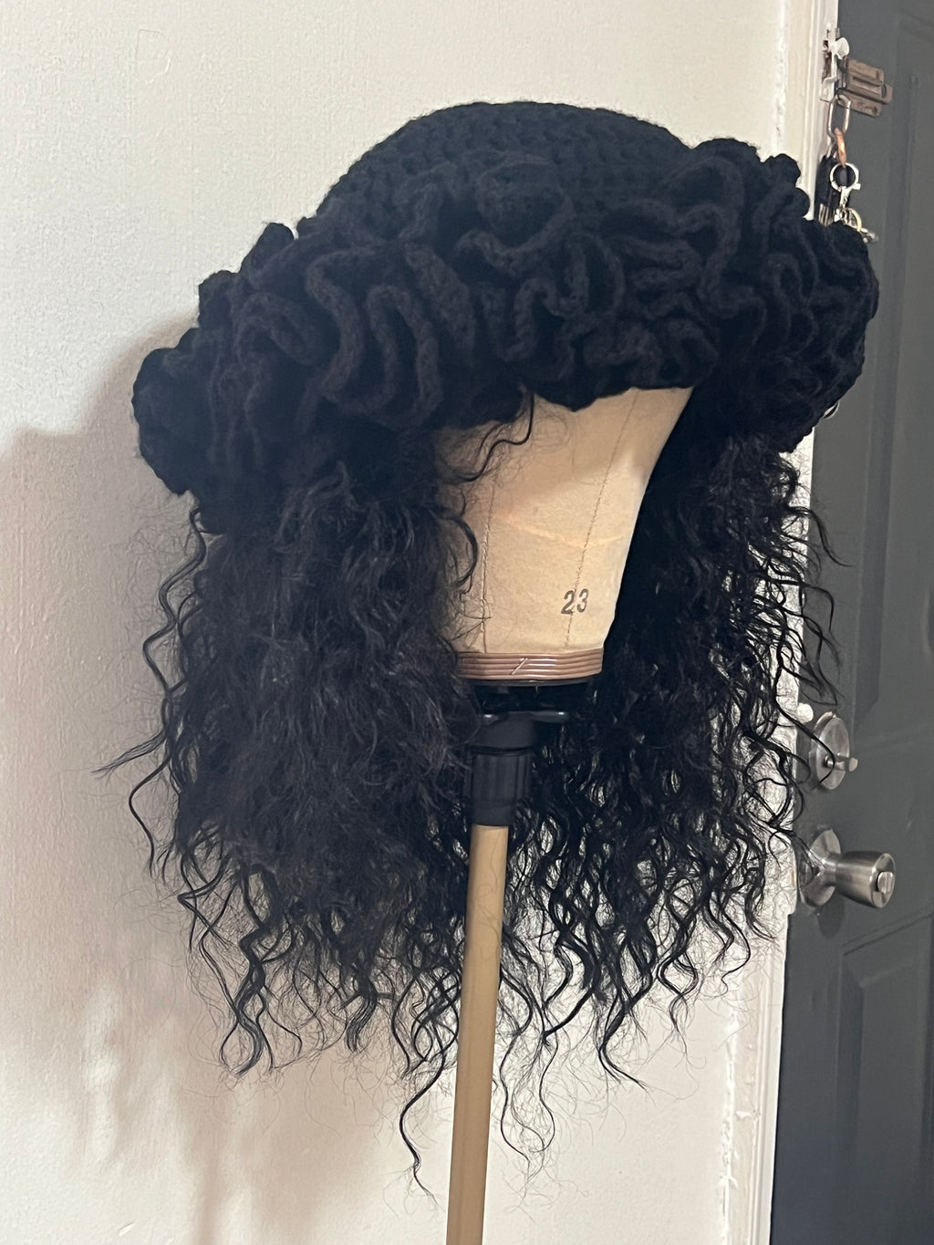 Crochet ruffle hat Extra fluffy rim