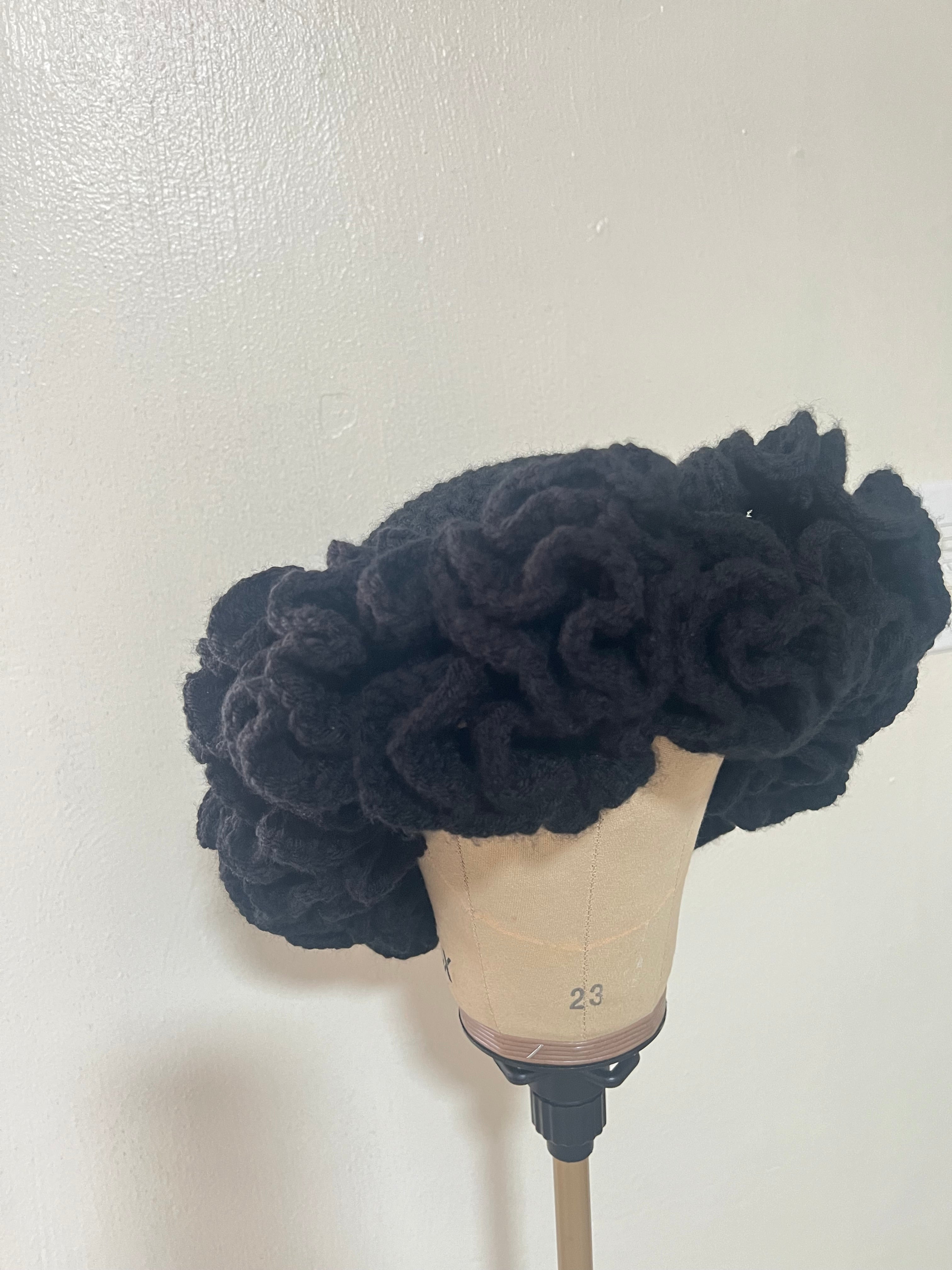 Crochet ruffle hat Extra fluffy rim